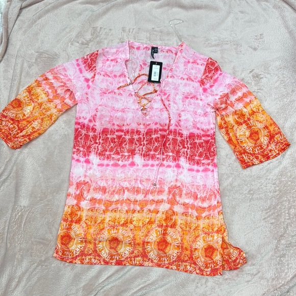 Women's Pink and Orange Swim Coverup - Picture 1 of 8